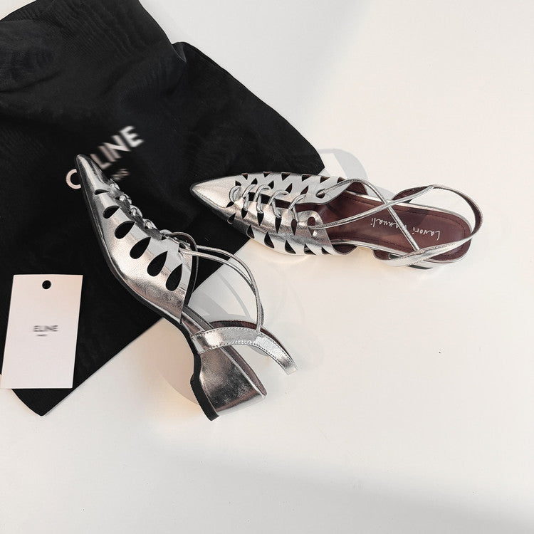 Karin Luna Braided Style ~Cross-woven Pointed Toe Closed-toe Sandals