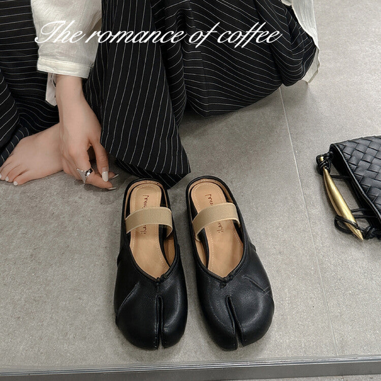 Karin Luna Classic Split-Toe Shoes  Explosive Pattern One-Strap Mary Jane Height-Increasing Full Leather Closed-Toe Slippers