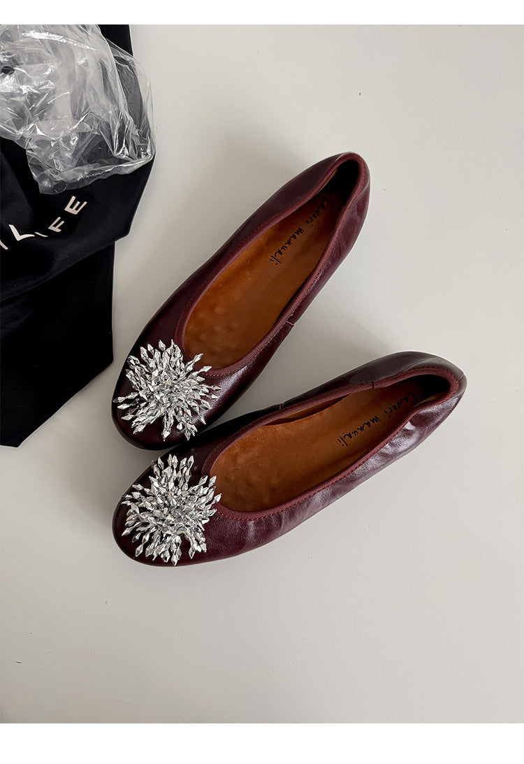 Karin Luna Full Leather Inside and Out~Gorgeous Fireworks Flat Granny Shoes