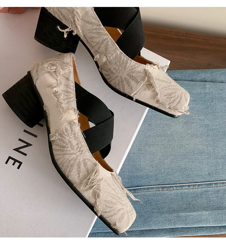 Karin Luna Chinese Pop is the Top Flow~ Orchid Pavilion Preface  New Chinese Style National Aesthetics Retro Cross Strap Mary Jane Shoes