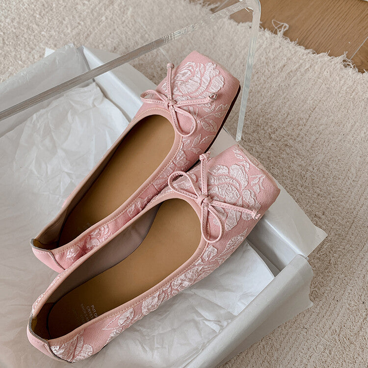 Karin Luna In Stock  In stock  Vintage Chinese Style Embroidered Rose~ Butterfly Knot Granny Shoes
