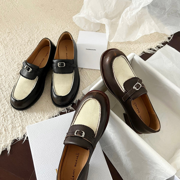 Karin Luna Casual Shoes Series~  In stock Classic color-blocking British style deep-mouth single shoes
