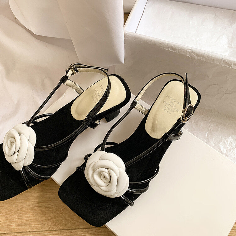Karin Luna Exquisite Camellia ~French Retro Open-Toe Sandals