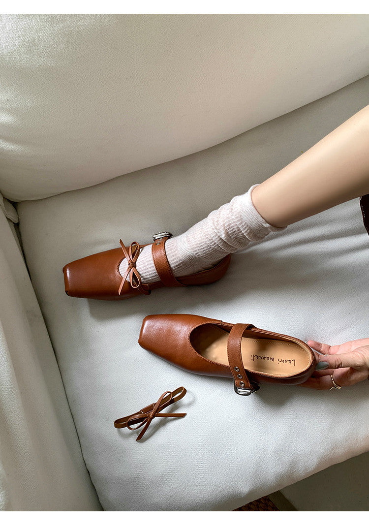 Karin Luna In Stock Spot Goods  Square Toe Internal Height Increase Detachable Bowknot
