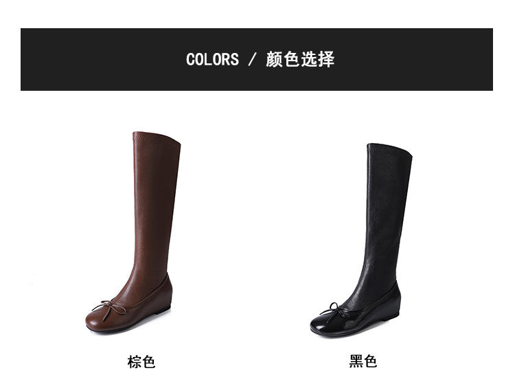 Karin Luna In Stock Spot Goods  Butterfly Knot Round Toe Hidden Heel Boots