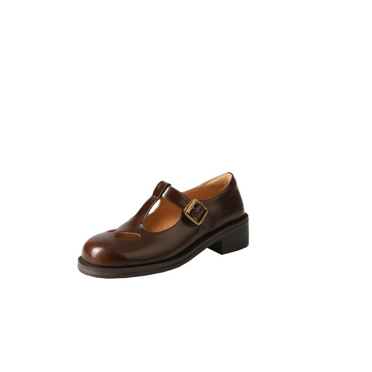 Karin Luna In Stock Spot Goods Minimalist Retro British Style Irregular Hollow Single Shoes