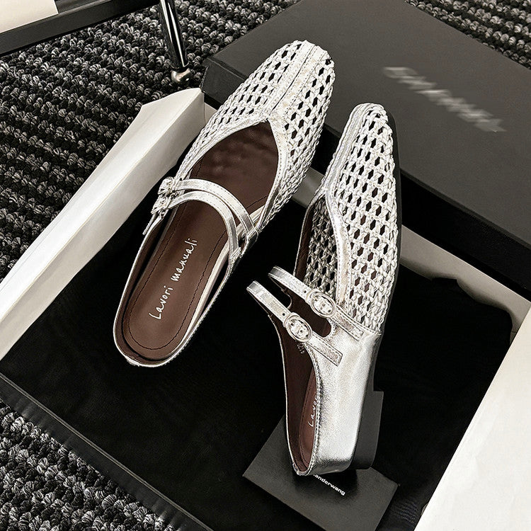 Karin Luna In Stock Spot Goods Hollow Woven One-Strap Closed-Toe Slippers
