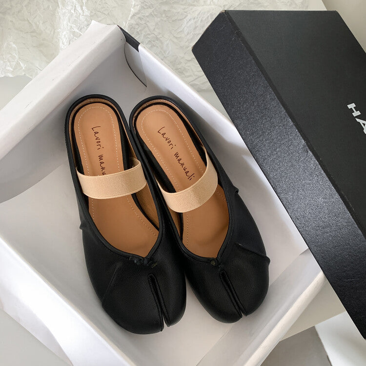 Karin Luna Classic Split-Toe Shoes  Explosive Pattern One-Strap Mary Jane Height-Increasing Full Leather Closed-Toe Slippers