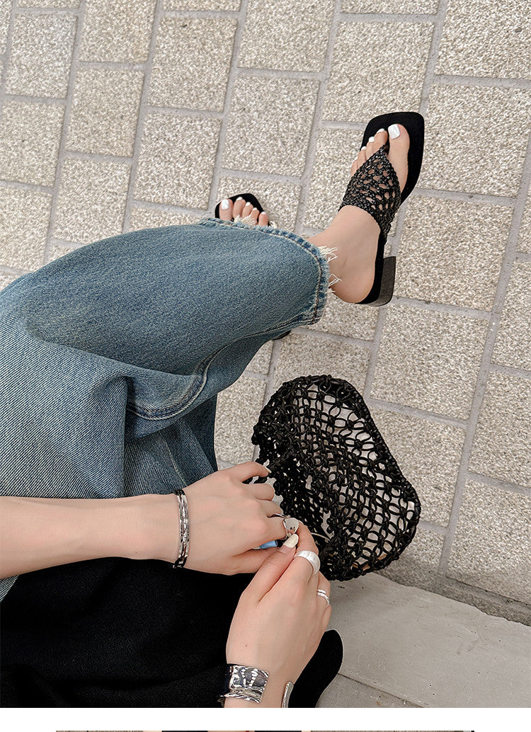 Karin Luna Hot-Selling Braided Style  In stock Toe-strap Woven Sofa Insole Slippers