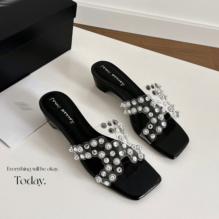 Karin Luna In Stock Spot Goods Classic versatile transparent sequin slippers