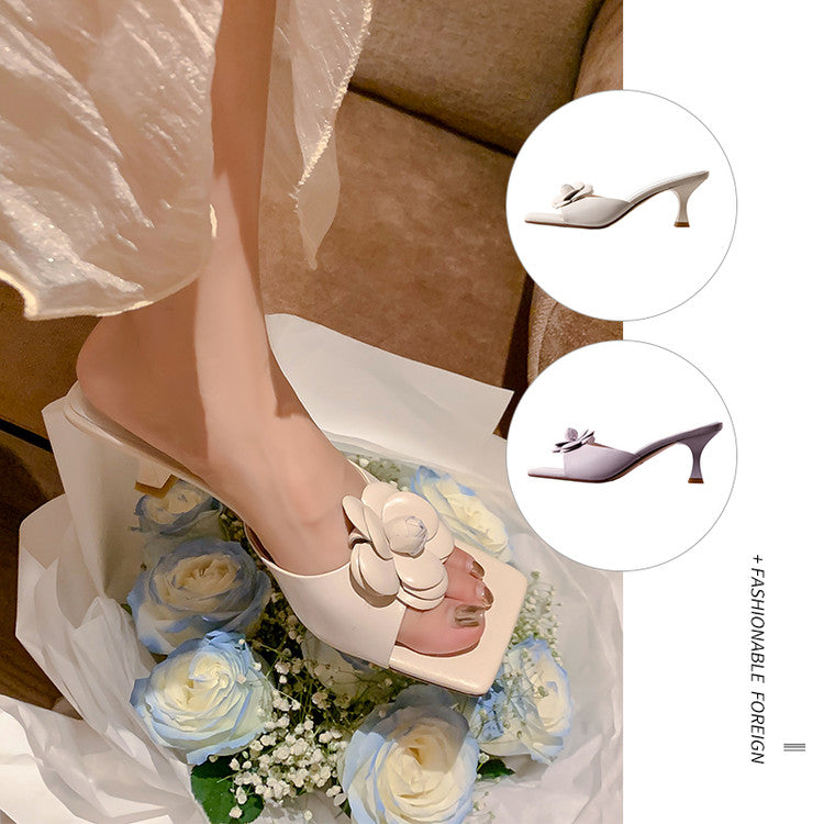 Karin Luna Flower of Wealth in the World~Says purple has a lot of charm Spot Goods Spot Goods  Three-Dimensional Camellia Elegant Sandals