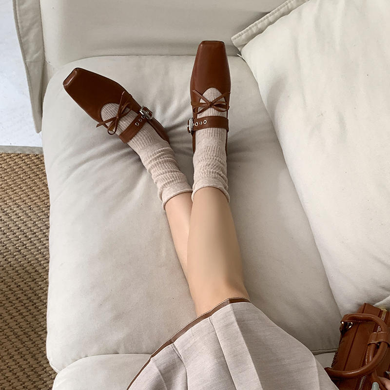 Karin Luna In Stock Spot Goods  Square Toe Internal Height Increase Detachable Bowknot