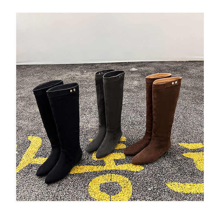 Karin Luna In Stock Spot Goods  Bestselling Suede Leather Sold Out Fast: Pile of Matte Inner Height-Increasing Western Boots