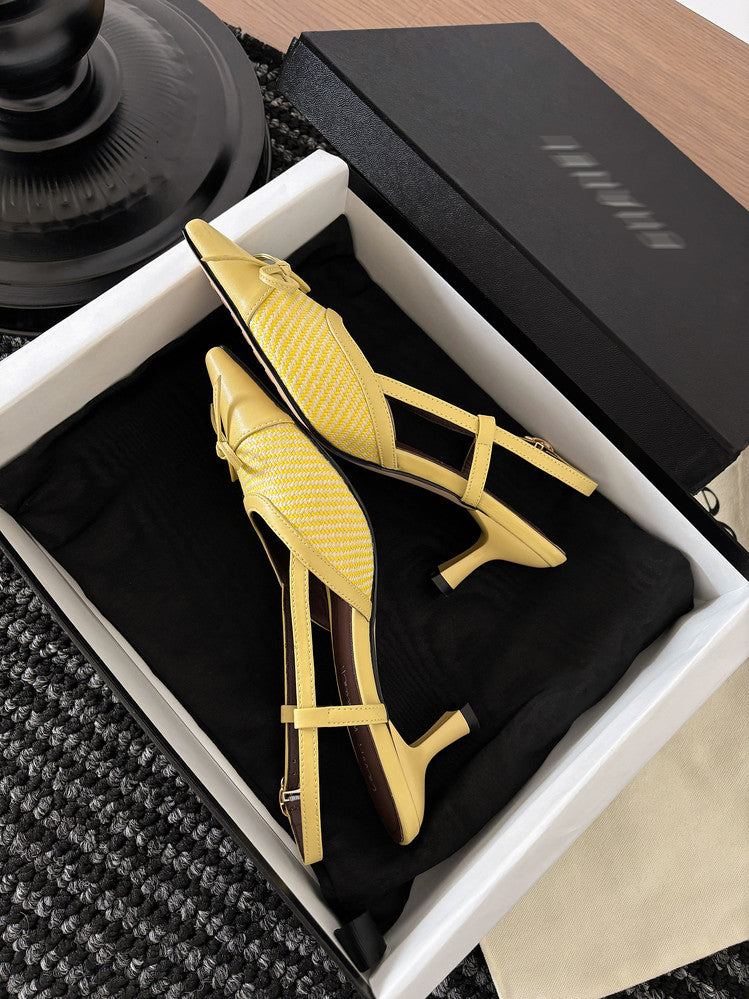 Karin Luna In Stock Spot Goods Braided Style Elegant Thin Heel Pointed Toe Closed-Toe Sandals