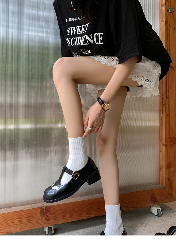 Karin Luna In Stock Spot Goods Minimalist Retro British Style Irregular Hollow Single Shoes