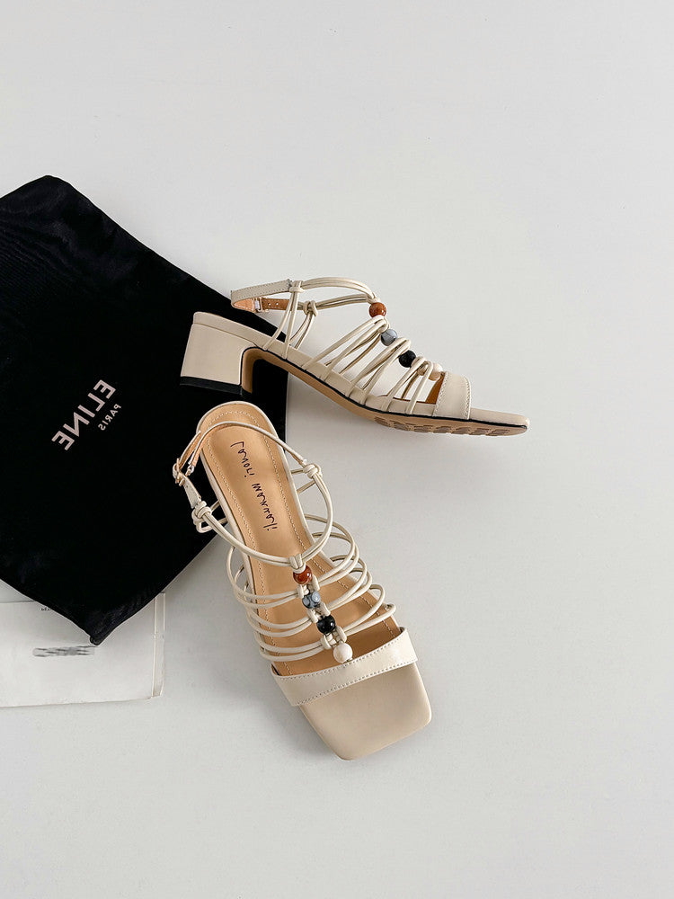 Karin Luna Bohemian Vacation Style~Square Toe Open Toe Sandals