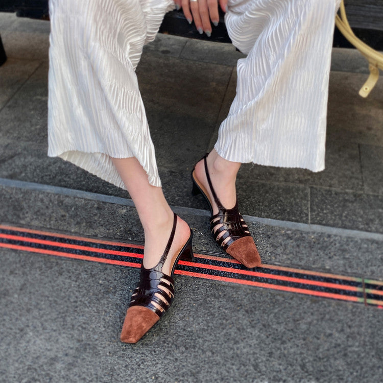Karin Luna In Stock Spot Goods   French Retro Small Square Toe Closed-Toe Elegant Closed-Toe Sandals