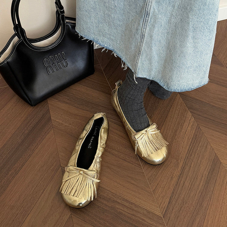 Karin Luna In Stock Spot Goods   Tassel Round Toe Hidden Wedge Mary Jane Shoes
