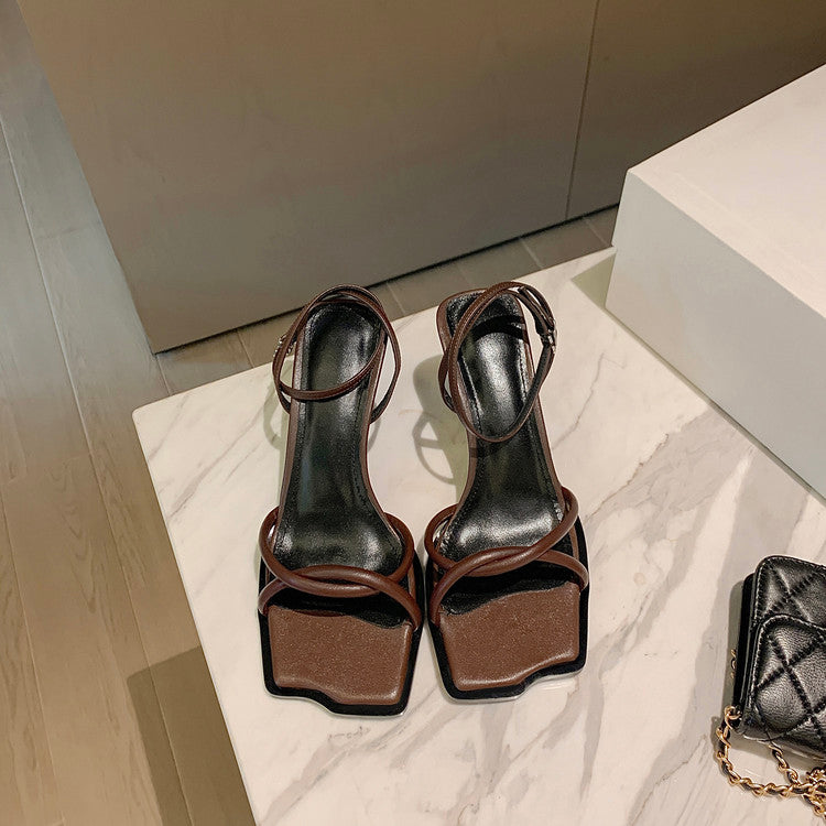 Karin Luna Classic Style  In stock  Basic Versatile Cross Strap High Heel Sandals