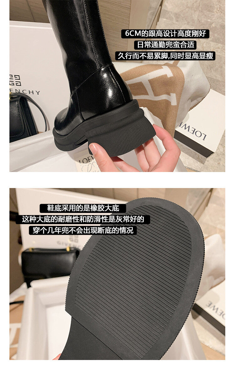 Karin Luna In Stock Spot Goods  Always in stock  Classic Basic Style Round Toe Thick Sole Knight Boots