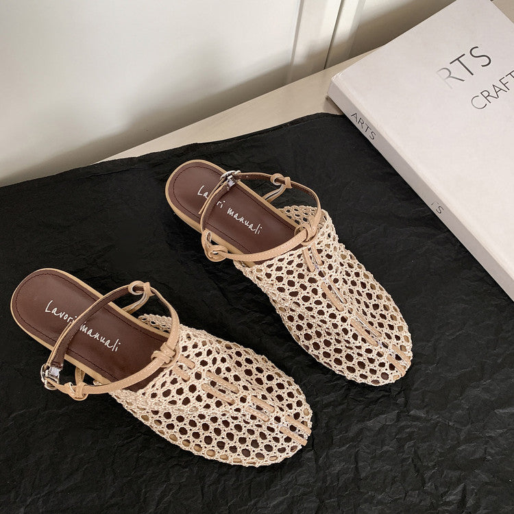 Karin Luna In Stock Spot Goods  Resort Style Series~Casual woven closed-toe flat sandals