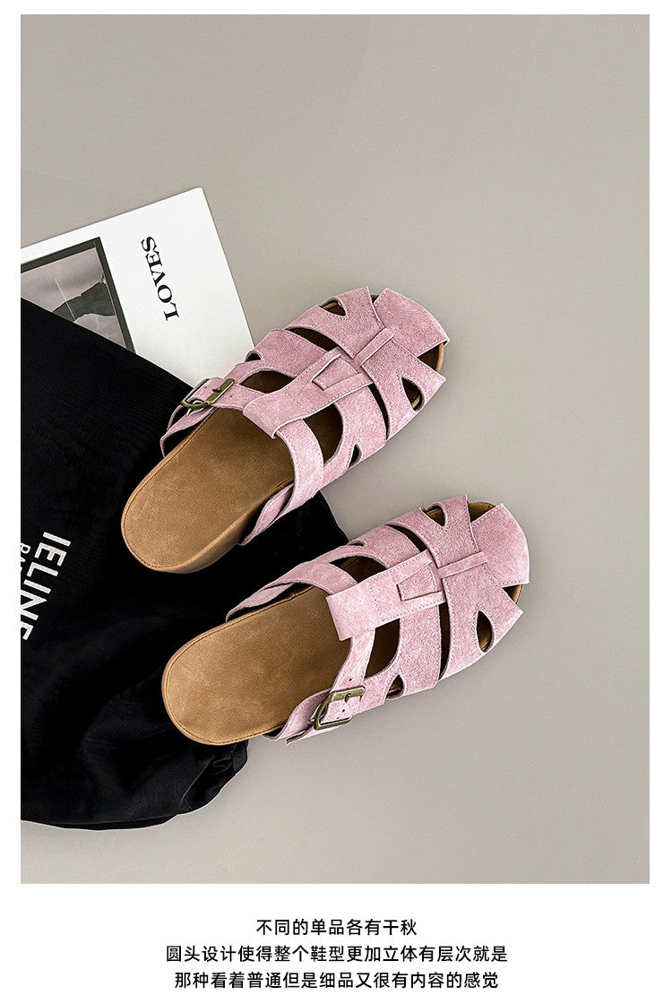Karin Luna Full Layer Inside and Out~Basic Versatile Perforated Round Toe Birkenstock Slippers