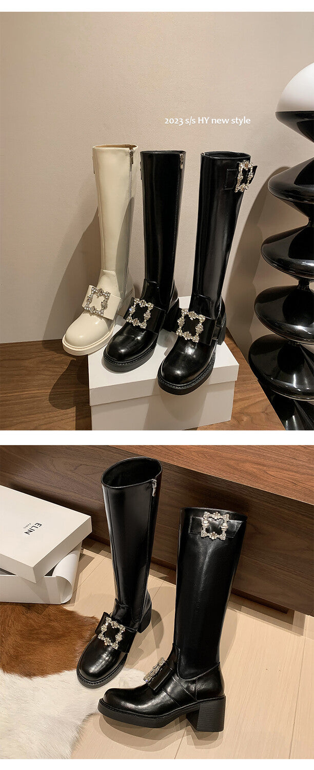 Karin Luna has prepared stock  Custom Large Square Buckle Bowknot Fastener Elegant Long Boots