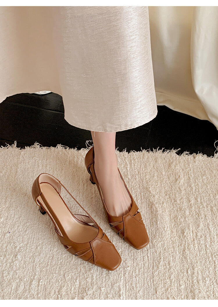 Karin Luna Hot-Selling Retro Big Item Big Goods Available for sale all seasons French-style Hollow Out Single Shoes Full leather inside and out