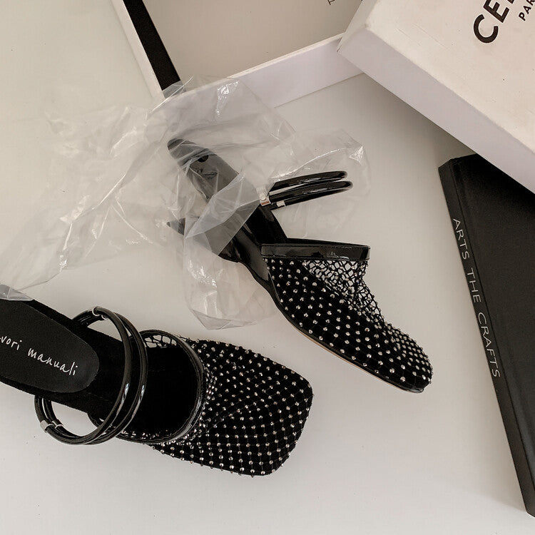 Karin Luna Highlights Fairness~In stock  Closed-Toe Diamond Mesh Unisex Convertible Sandals