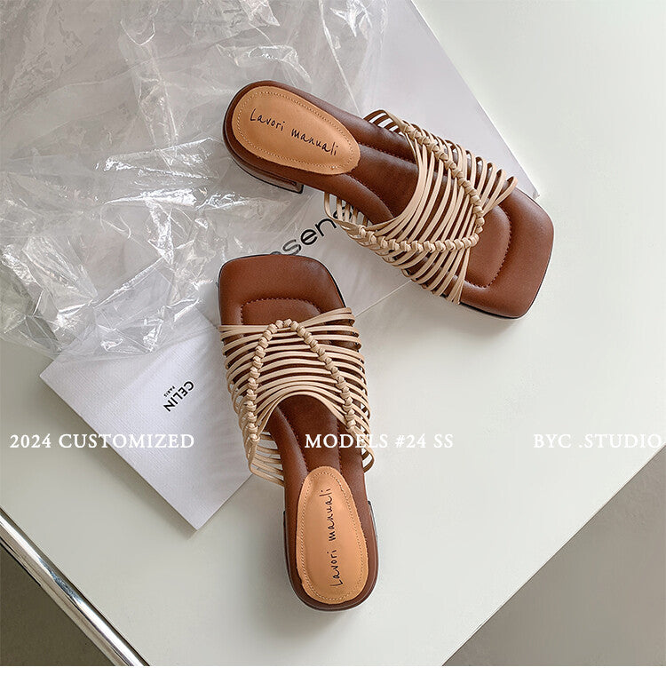 Karin Luna In Stock Spot Goods  Resort Style Handwoven Flat Sole Slippers