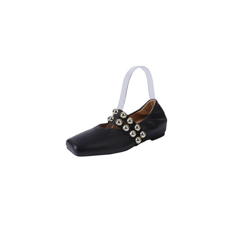 Karin Luna In Stock Spot Goods  Pig Nose Metal Strap Super Soft Granny Full Leather Mary Jane Shoes