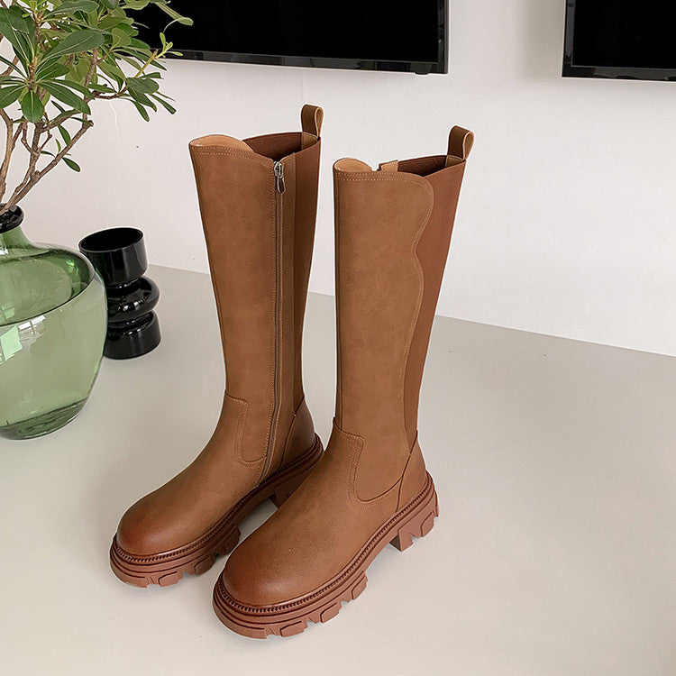Karin Luna In Stock Versatile Irregular Stretch Fabric Long Boots