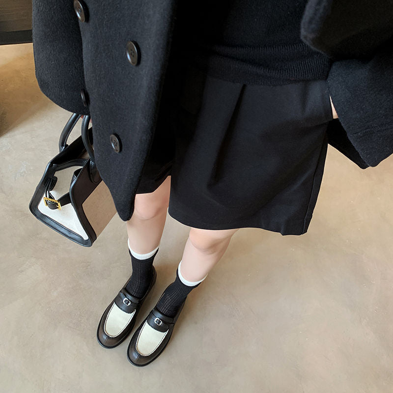 Karin Luna Casual Shoes Series~  In stock Classic color-blocking British style deep-mouth single shoes