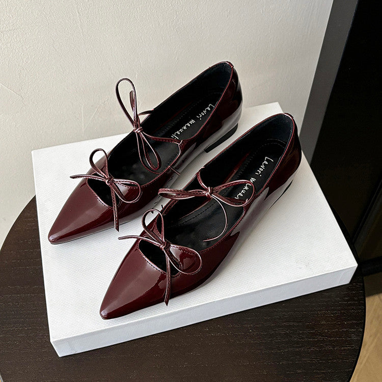 Karin Luna In Stock Spot Goods  Hot-selling Element Bowknot Square Toe Pointed Toe Single Shoes