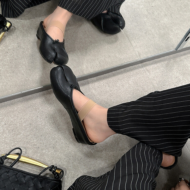 Karin Luna Classic Split-Toe Shoes  Explosive Pattern One-Strap Mary Jane Height-Increasing Full Leather Closed-Toe Slippers