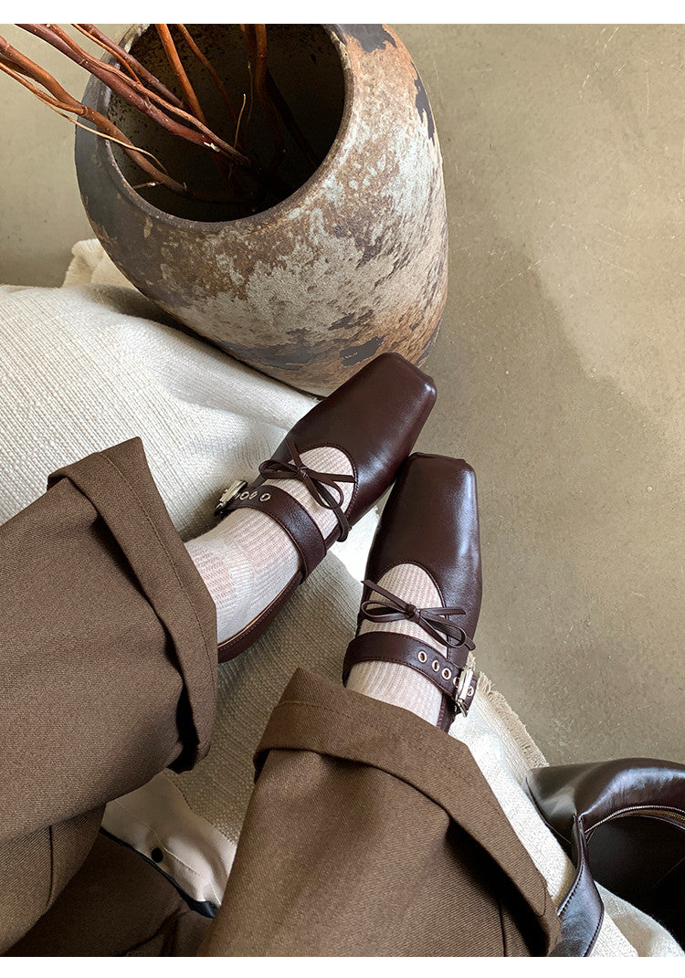 Karin Luna In Stock Spot Goods  Square Toe Internal Height Increase Detachable Bowknot