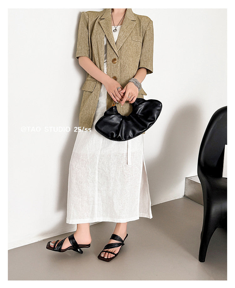 Karin Luna In Stock Spot Goods Minimalist Style Square-Toed Irregular Heel Slippers