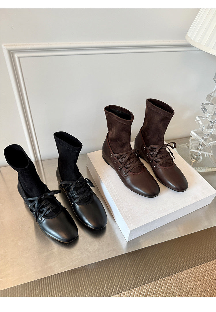 Karin Luna Round Toe Internal Height Increase Lace-up Ankle Boots