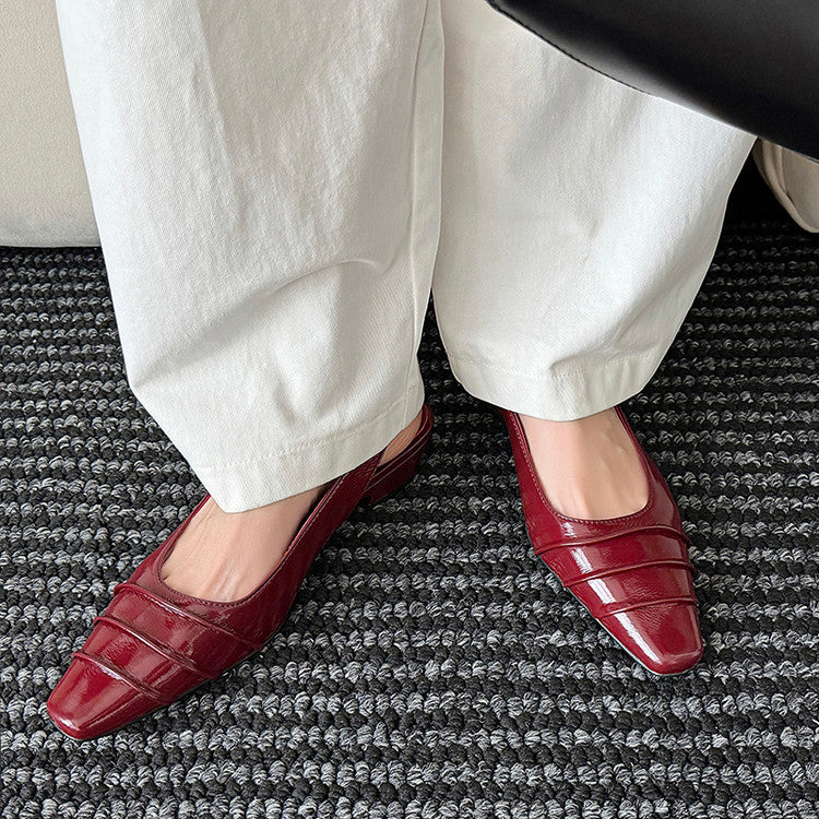 Karin Luna French Retro Square Toe Wrinkled Closed-Toe Sandals
