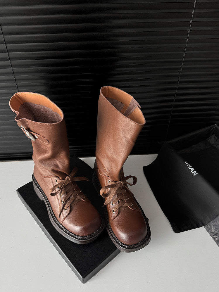 Karin Luna Bestseller Large Tube Thick Sole Martin Boots with Belt Buckle