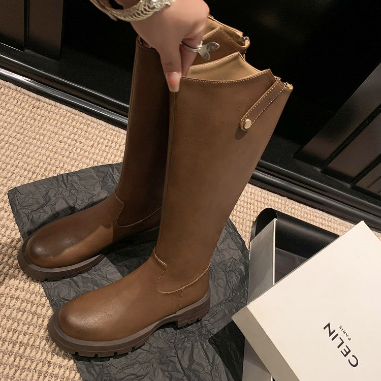 Karin Luna In Stock Versatile Round-Toe Thick-Soled Long Boots