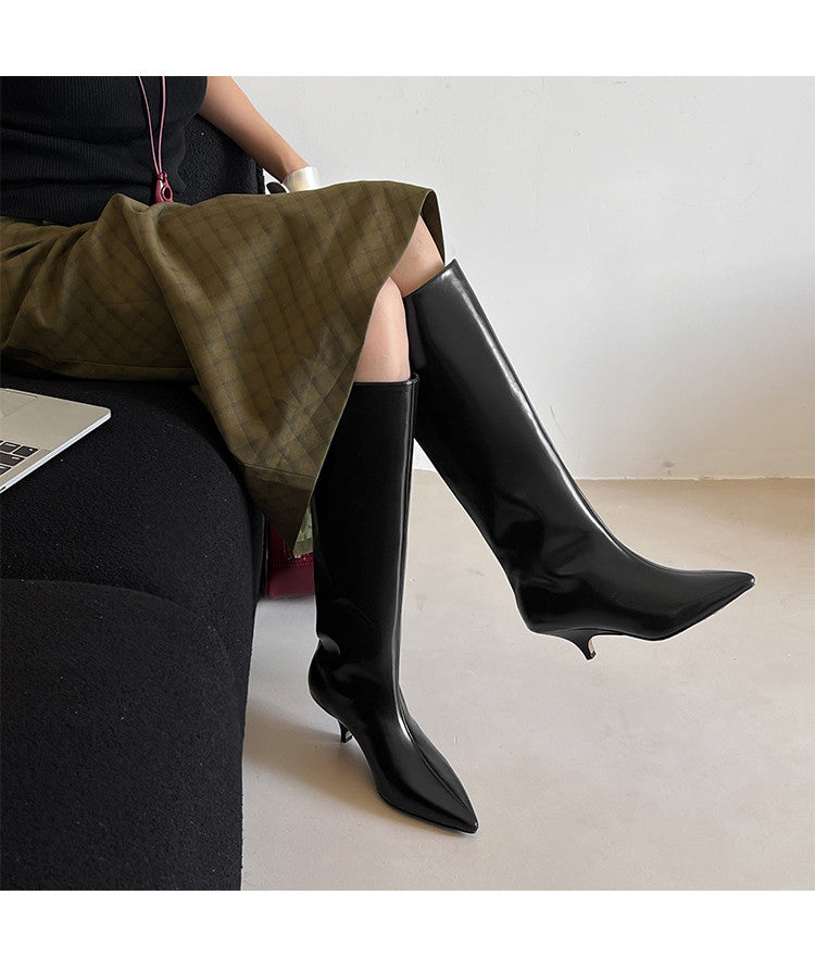 Karin Luna In Stock In Stock    Stunning Elegant Style Kitten Heel Straight Long Boots
