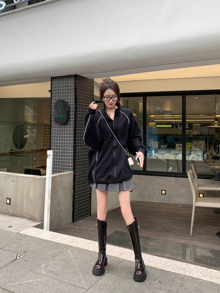 Karin Luna In Stock In Stock  Round Toe Thick Sole Belt Buckle Side Zipper Knight Boots