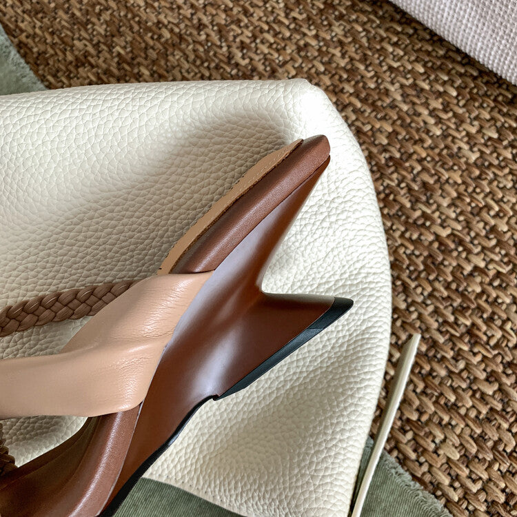 Karin Luna has a sense of design ~Twist Braided Cross Strap Square Toe Sandals