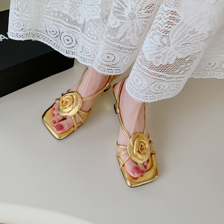 Karin Luna Exquisite Camellia ~French Retro Open-Toe Sandals