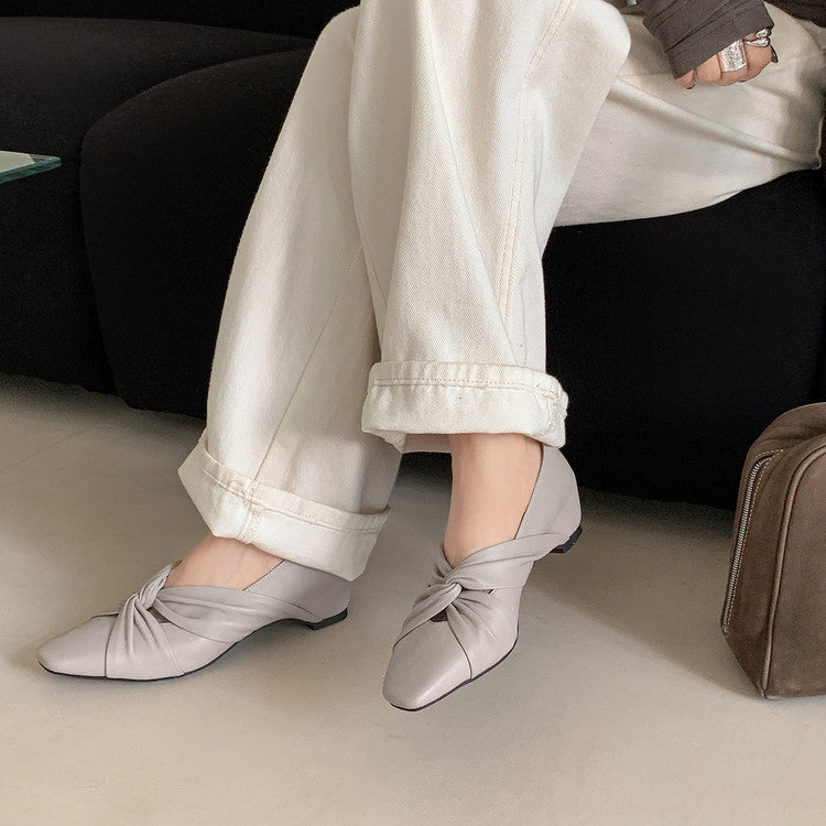Karin Luna Cross Design Square Toe Hidden Wedge Shoes