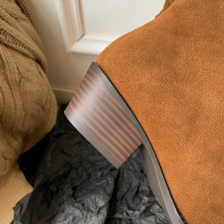 Karin Luna Elegant Style  Pointed Toe Wrinkled Wide Western Boots