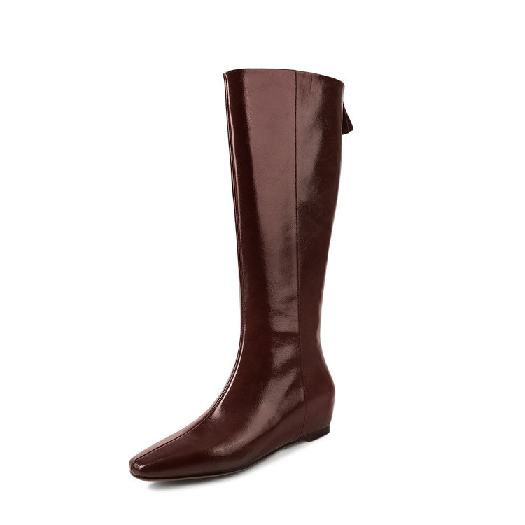 Karin Luna Minimalist Style Square-Toe Hidden Heel Long Boots