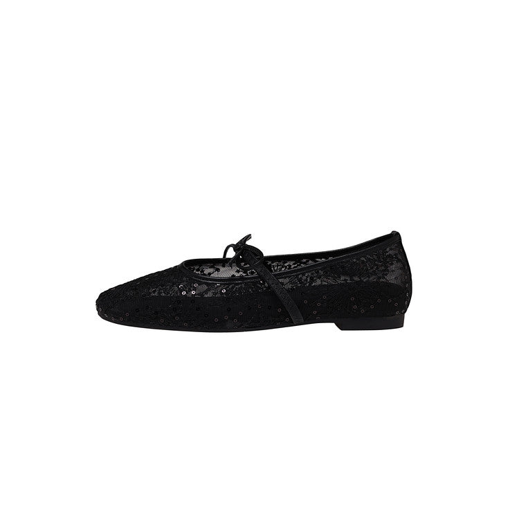 Karin Luna In Stock Spot Goods  Summer Breathable Retro Embroidered Bow Granny Shoes
