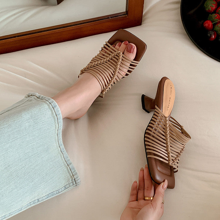 Karin Luna Bestseller Woven Vacation Style Series~ Elegant High Heel Slippers